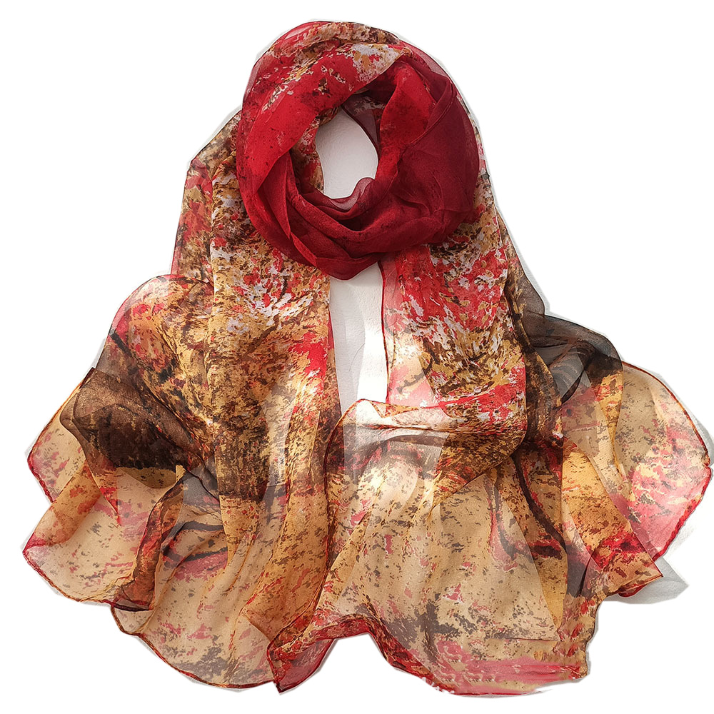Face Scarf Mask - Georgette-bufanda de gasa sedosa con estampado